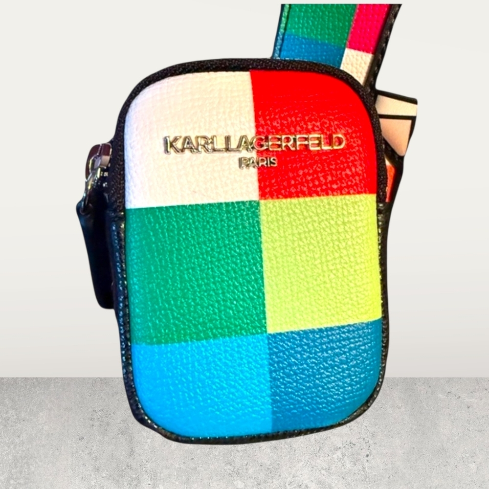 Karl Lagerfeld Paris Multicolor Checkered Tote/Crossbody With Matching NWT❗️ - Picture 6 of 10